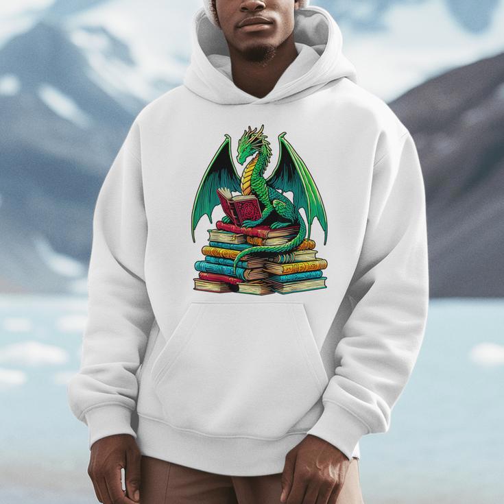 Book Dragon Reading Books Men Hoodie