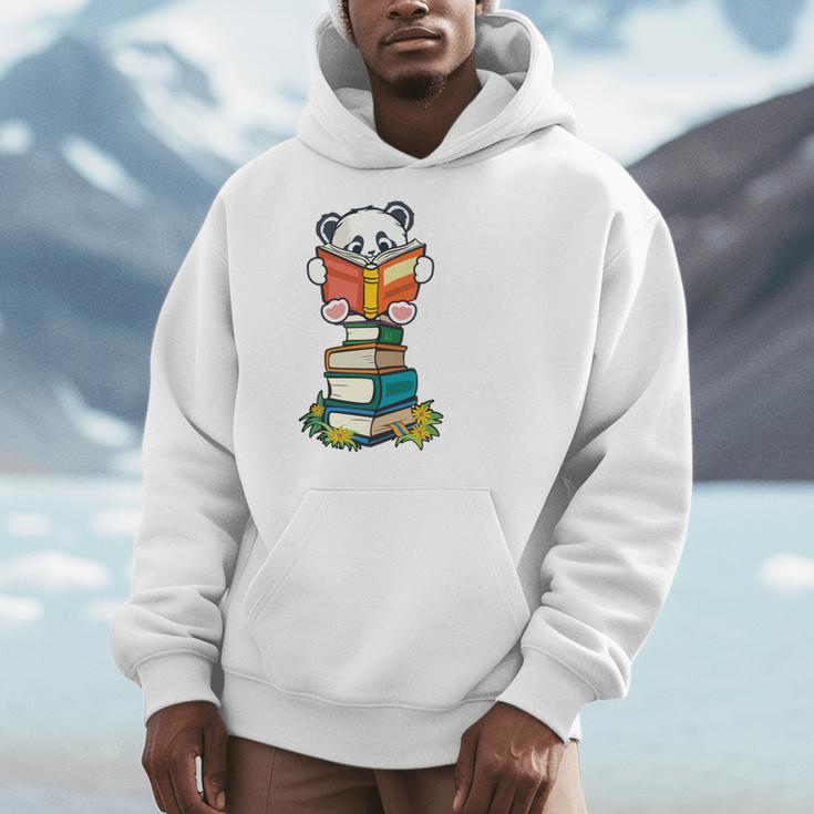 Book Lover Shirt Kids Panda Lover Book Reading Men Hoodie