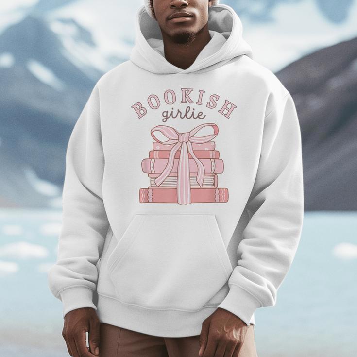 Bookish Girlie Coquette Bow Book Lover Pink Feminine Reader Men Hoodie