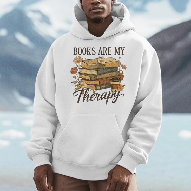 Books Are My Therapy Vintage Book Lover Daisy Art Men Hoodie Books Are My Therapy Vintage Book Lover Daisy Art Men Hoodie
