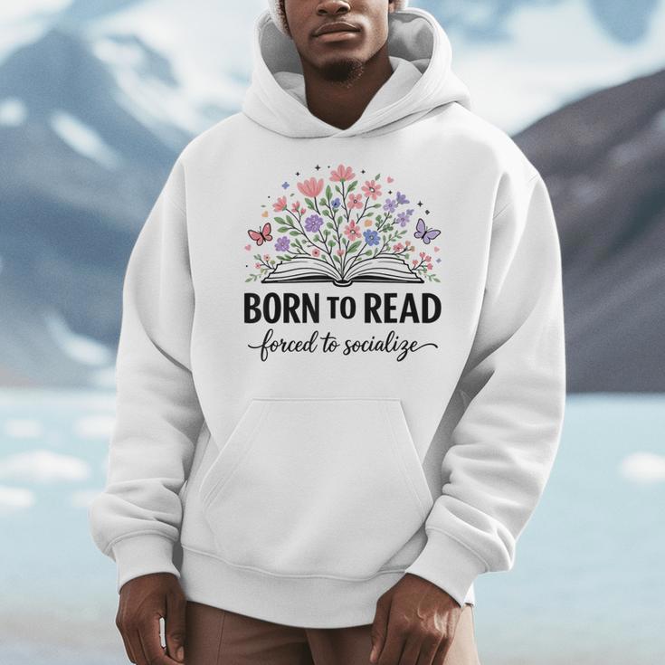 Born To Read Forced To Socialize For Book Lovers Men Hoodie