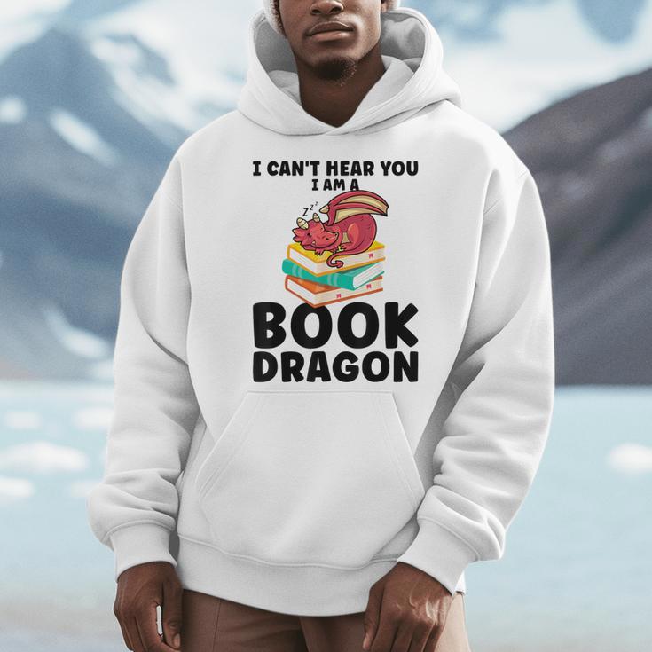I Can't Hear You I Am a Book Dragon Reading Book Men Hoodie