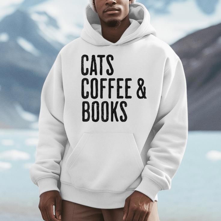 Cats Coffee And Books Men Hoodie