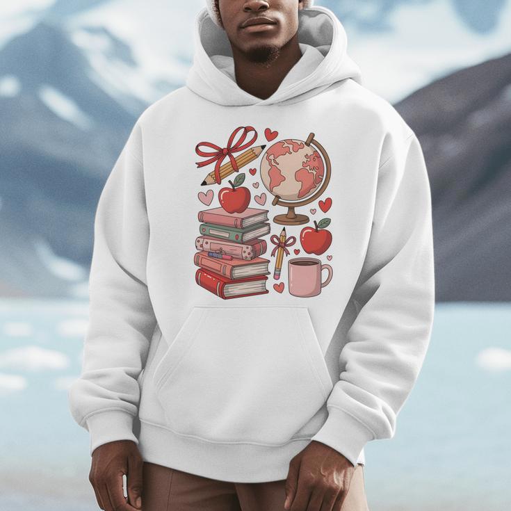 Coquette Teacher School Supplies Bows Books Globe Apple Cute Men Hoodie Coquette Teacher School Supplies Bows Books Globe Apple Cute Men Hoodie