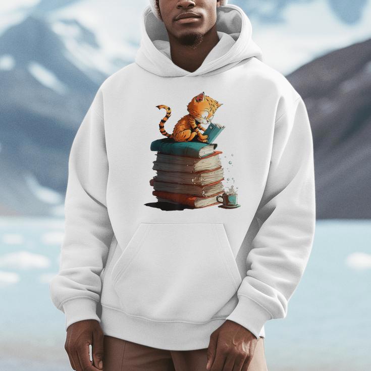 Cute Cat Lovers Book Lovers For Women And Men Men Hoodie