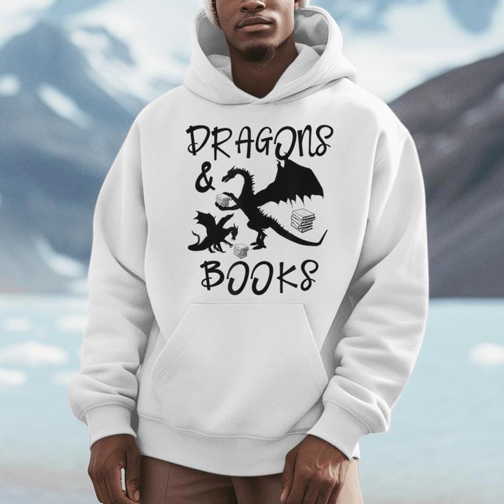 Dragons & Books Reading Men Hoodie