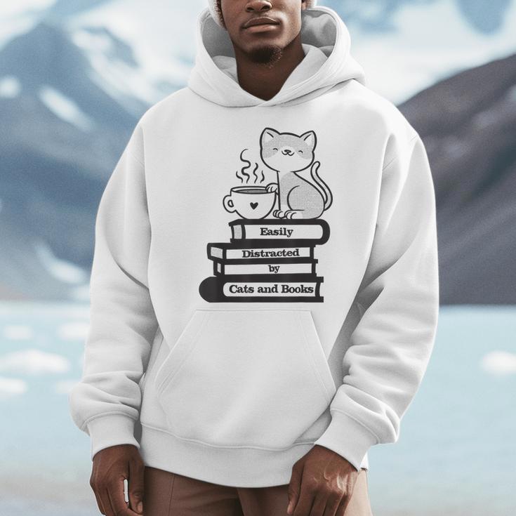 Easily Distracted Cats And Books Men Hoodie Easily Distracted Cats And Books Men Hoodie