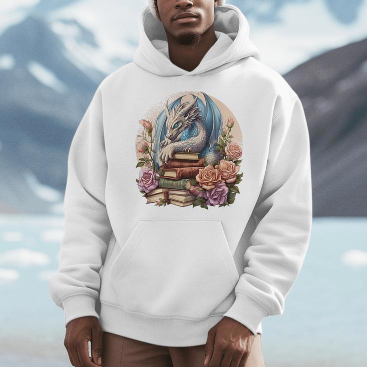 Fantasy Dragon Books Floral Boho Bookworm Men Hoodie Fantasy Dragon Books Floral Boho Bookworm Men Hoodie