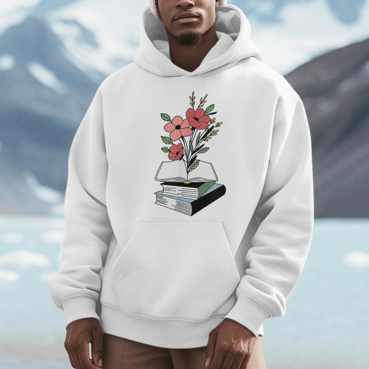 Floral Book Reader Fan For Reading Flower Books With Blooms Men Hoodie