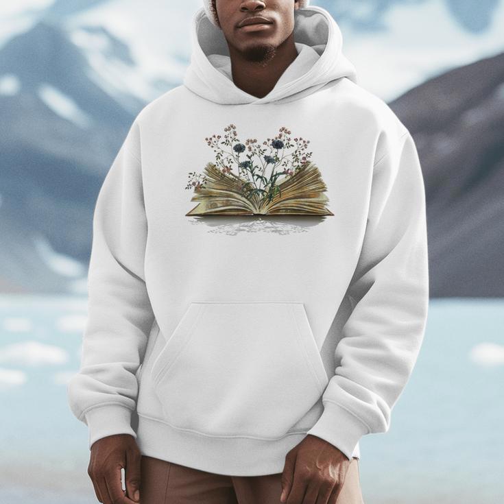 Floral Book Reading Books Flowers Growing From Book Men Hoodie