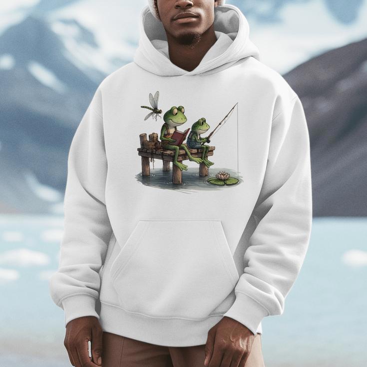 Frog Toad Fishing Vintage Classic Book Frog Men Hoodie