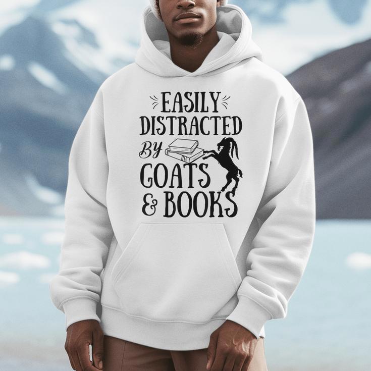 Goat Quote Easily Distracted By Goats And Books Lover Men Hoodie