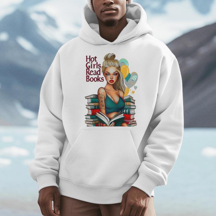 Hot Girls Read Books Spicy Bookish Girl Dark Romance Reader Raglan Baseball Tee Men Hoodie