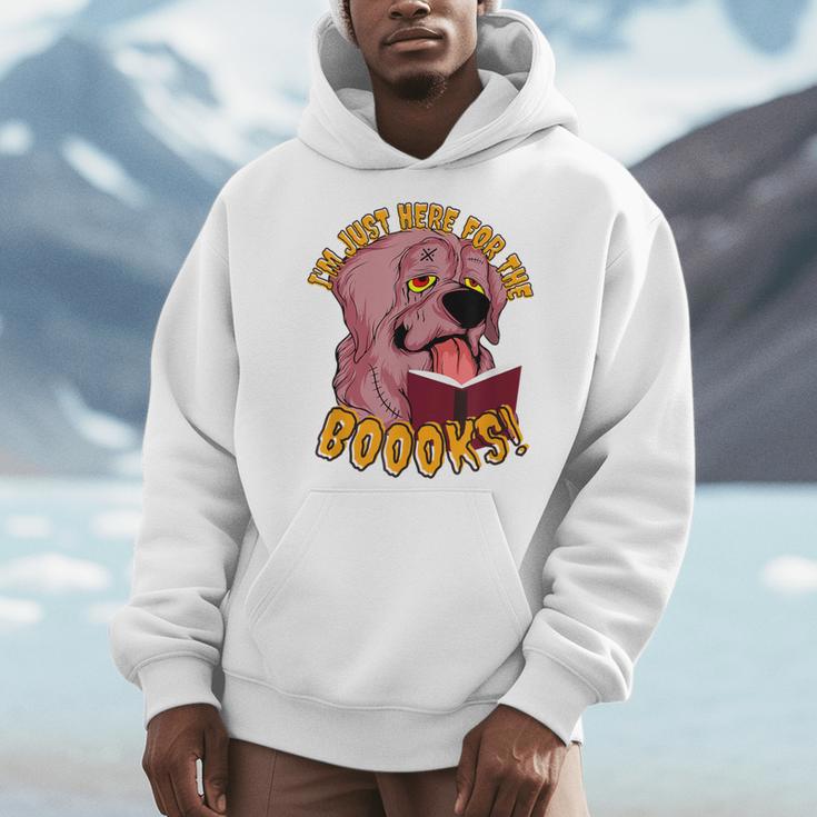 I'm Just Here ForThe BOOOKS Zombie Dog Reading a Book Men Women Kids Men Hoodie I'm Just Here ForThe BOOOKS Zombie Dog Reading a Book Men Women Kids Men Hoodie