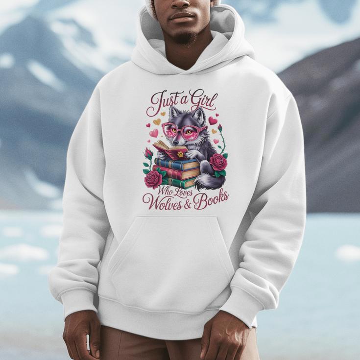 Just A Girl Who Loves Books And Wolves Librarian Teacher Men Hoodie
