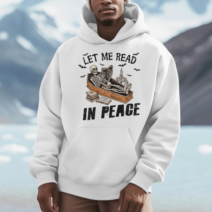 Let Me Read In Peace Halloween Reading Book Lover Men Hoodie