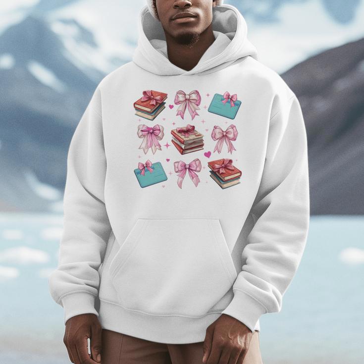 Librarian Library Books Girl Coquette Bow Pink Mom Men Hoodie