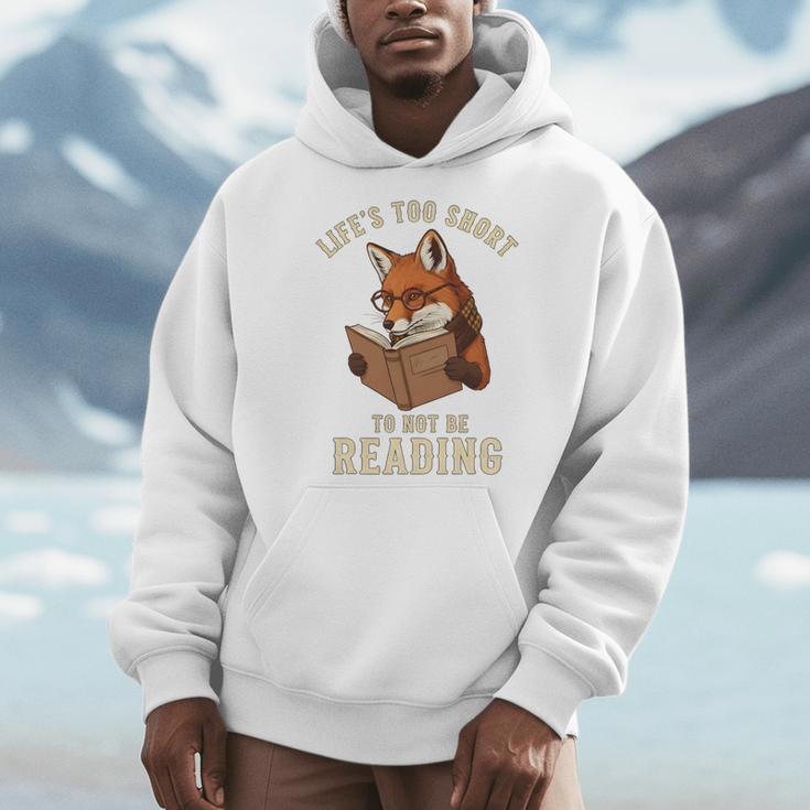 Life’s Too Short To Not Be Reading Cute Fox Book Lover Men Hoodie