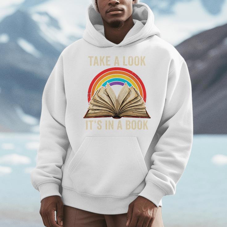 Take A Look It In A Book Retro Rainbow Reading Teacher Men Hoodie Take A Look It In A Book Retro Rainbow Reading Teacher Men Hoodie