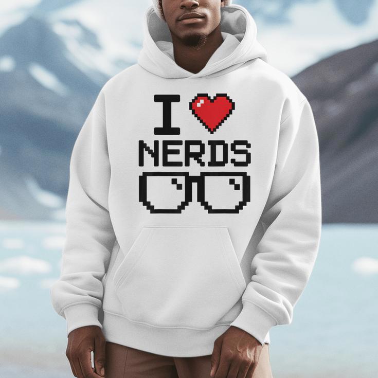 I Love Nerds For Science Or Book Lovers And Knowledge Geeks Men Hoodie