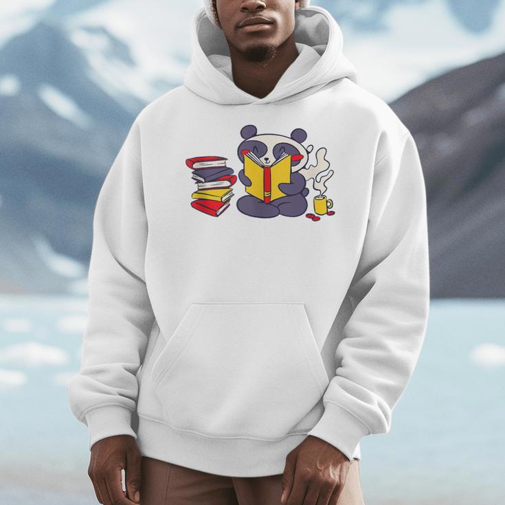 Panda Reading Bear Read Books Cute Men Hoodie