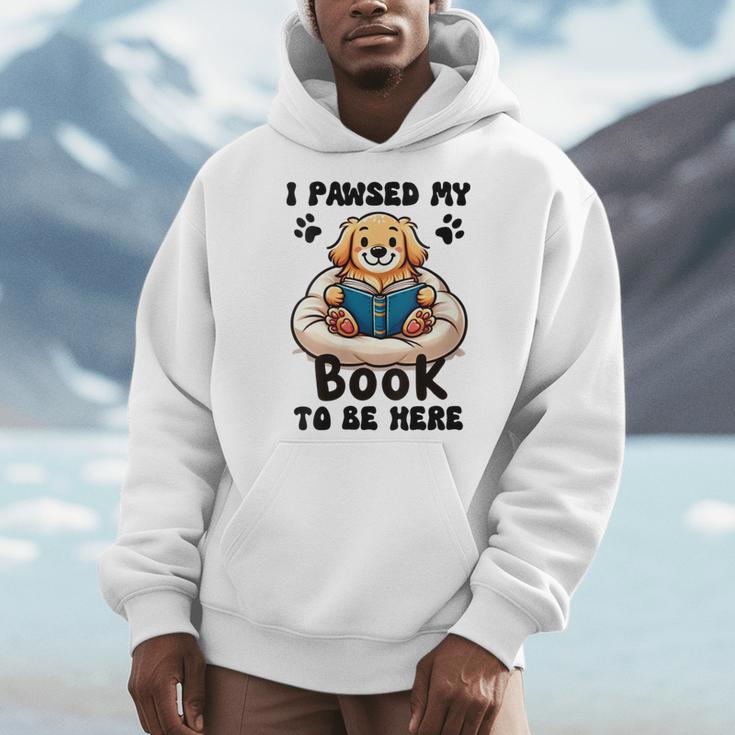 You Pawsed Here Dog Books Lovers I Paused My Book To Be Here Men Hoodie You Pawsed Here Dog Books Lovers I Paused My Book To Be Here Men Hoodie
