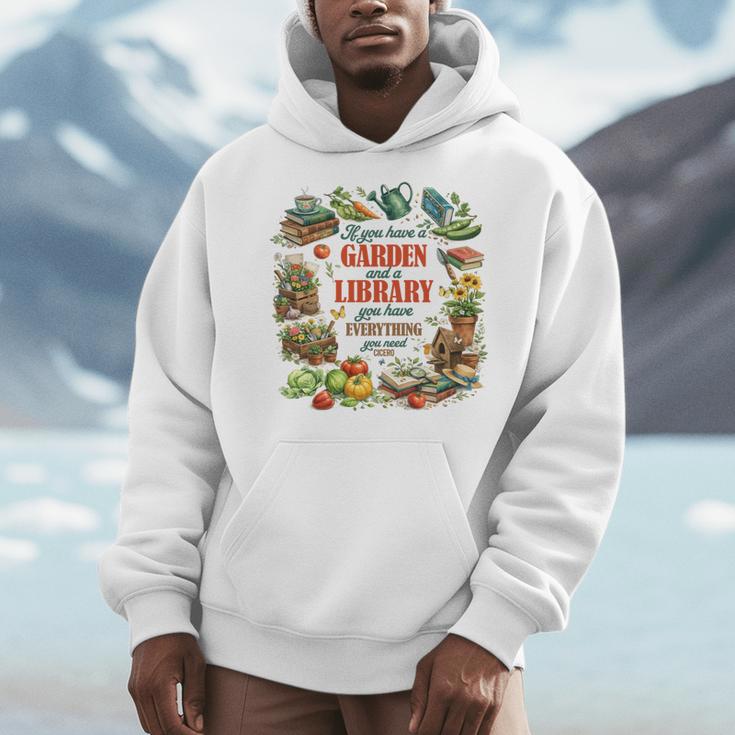 Plant & Book Lover Gardener If You Have A Garden & A Library Men Hoodie Plant & Book Lover Gardener If You Have A Garden & A Library Men Hoodie