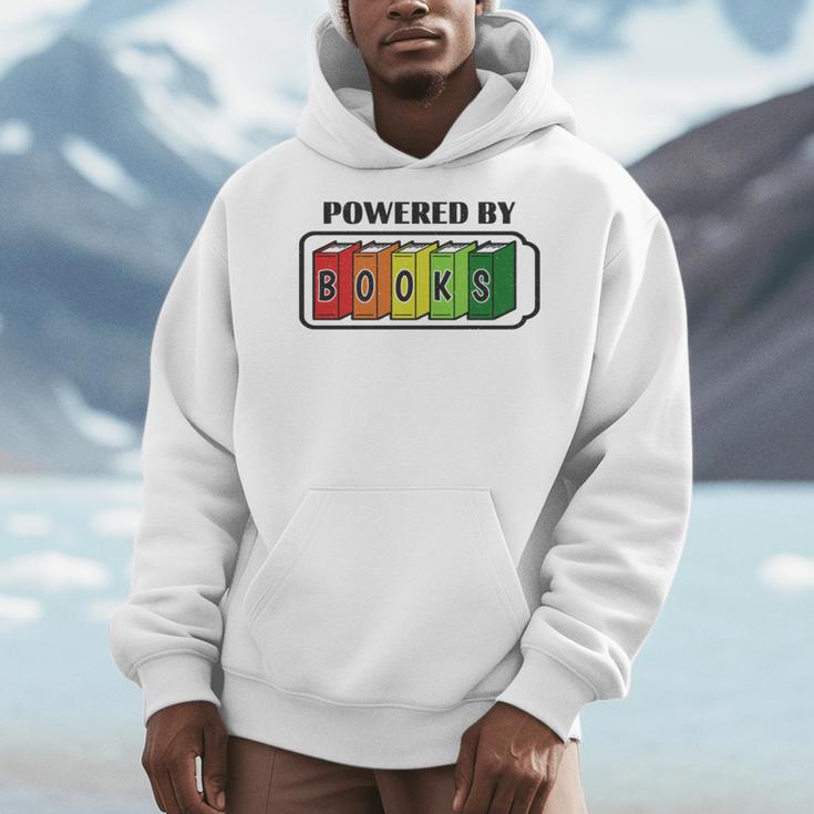 Powered By Books Bookworm Librarian Reading Men Hoodie