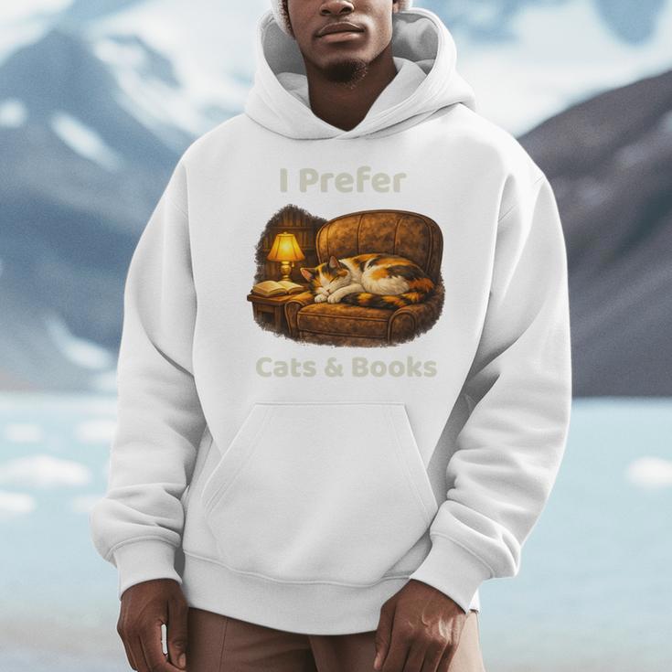 I Prefer Cats & Books – Calico Cat And Book Men Hoodie