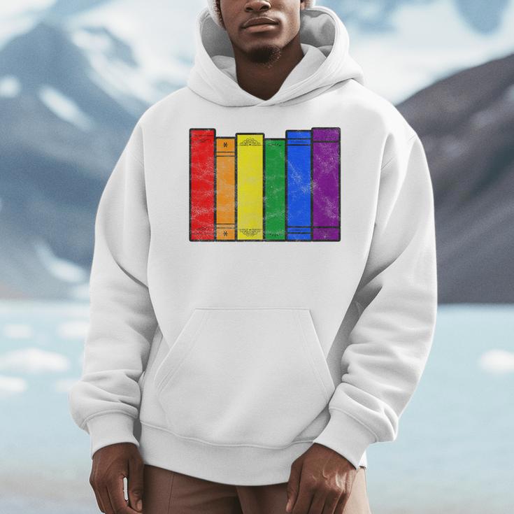 Pride Flag Books Bookish Rainbow Queer Reader Gay Writer Men Hoodie