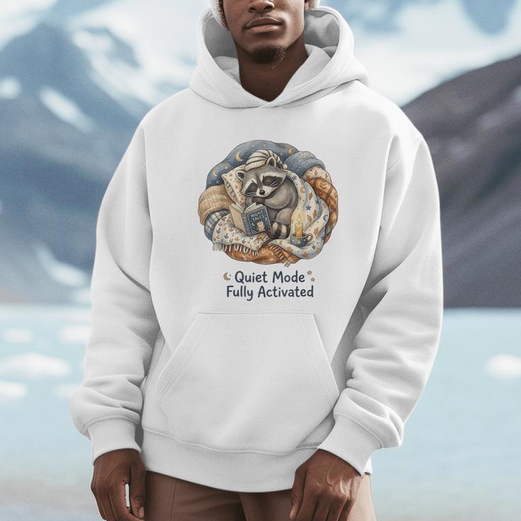 Quiet Mode Fully Activated Cozy Sleeping Raccoon Book Lover Men Hoodie Quiet Mode Fully Activated Cozy Sleeping Raccoon Book Lover Men Hoodie