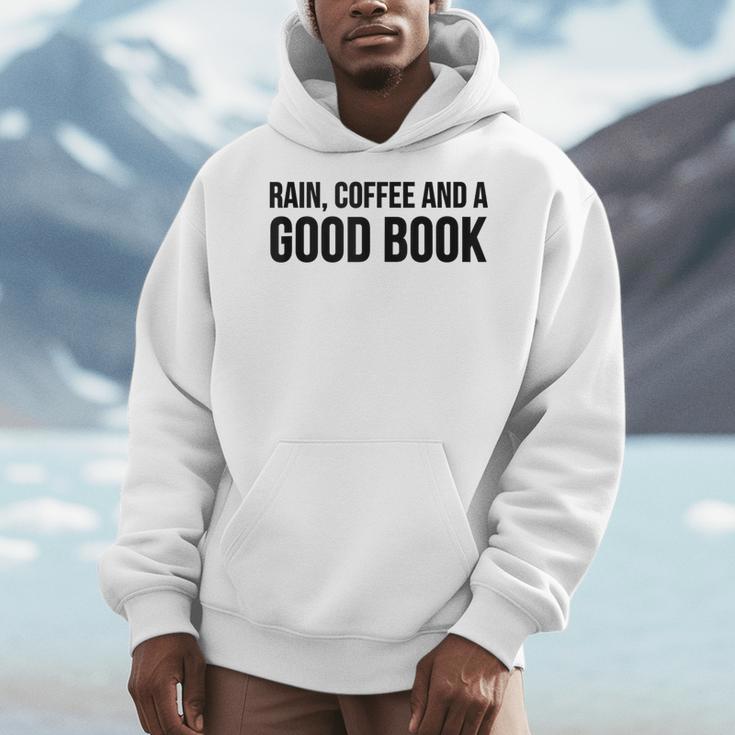 Rain Coffee And A Good Book Reading Lover Men Hoodie
