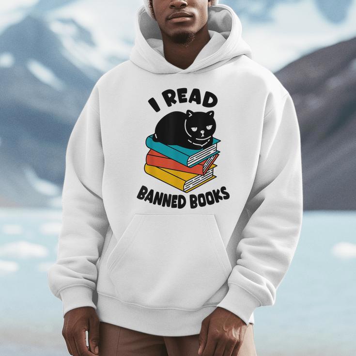 I Read Banned Books Tshirt Cat Reader Bookworm Women Men Hoodie