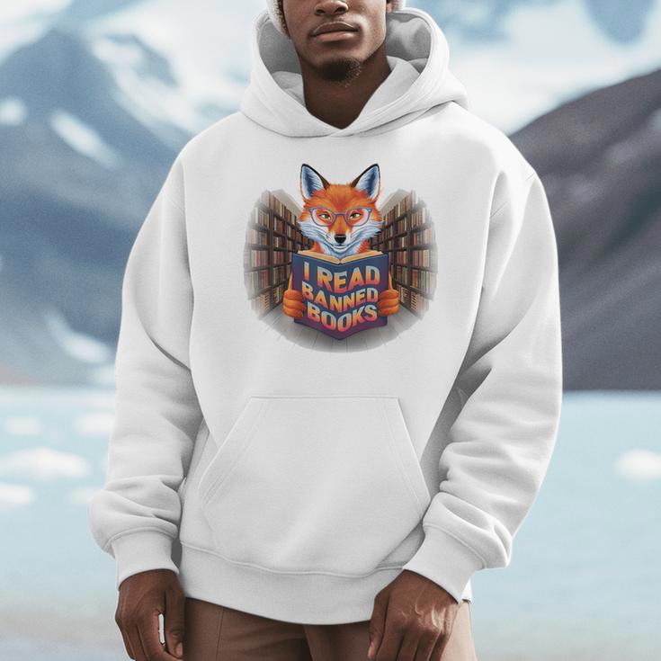 I Read Banned Books Sly Fox Reading Books Men Hoodie