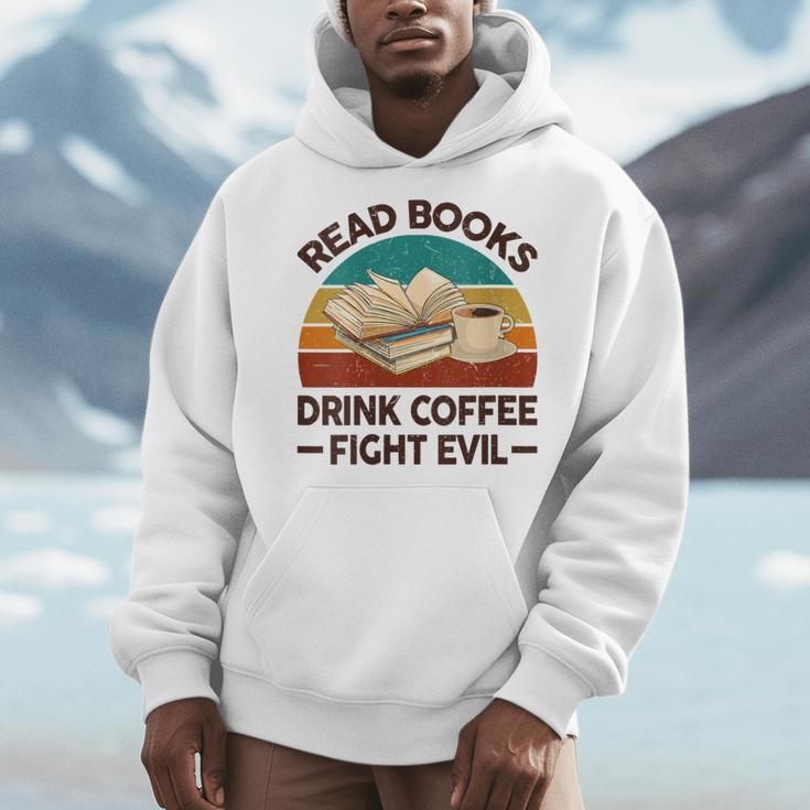 Read Book Drink Coffee Fight Evil Reading Teacher Men Hoodie