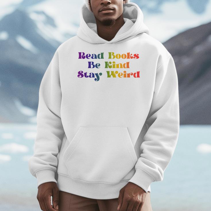 Read Books Be Kind Stay Weird Book Lover Rainbow Men Hoodie
