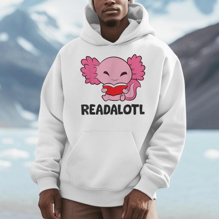 Readalotl Love Axolotls Reading Books And Axolotls Men Hoodie