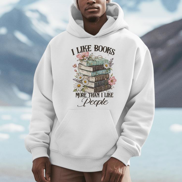 Reading Book Lover Bookish I Like Books More Than People Men Hoodie