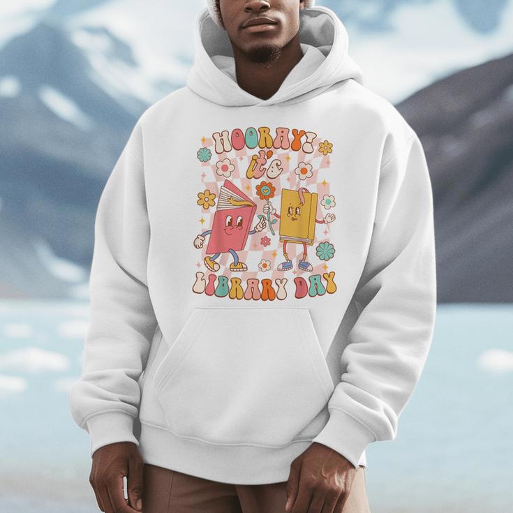 Reading Book Lover School Librarian Hooray It's Library Day Men Hoodie