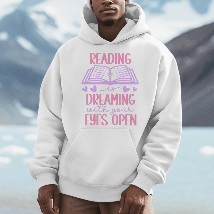 Reading Is Dreaming With Your Eyes Open Cute Quote Books Premium Tri-Blend Men Hoodie