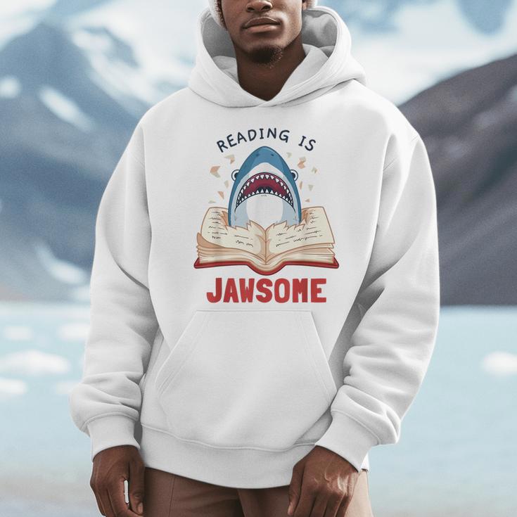 Reading Is Jawsome Bookworm Shark Book Lover For Kids Men Hoodie