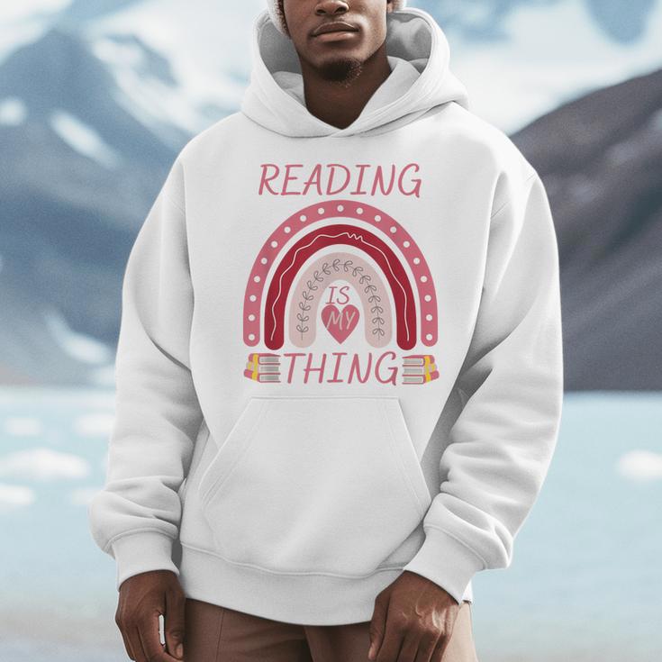 Reading Is My Thing Book Bookworm Teacher Rainbow Girl Men Hoodie