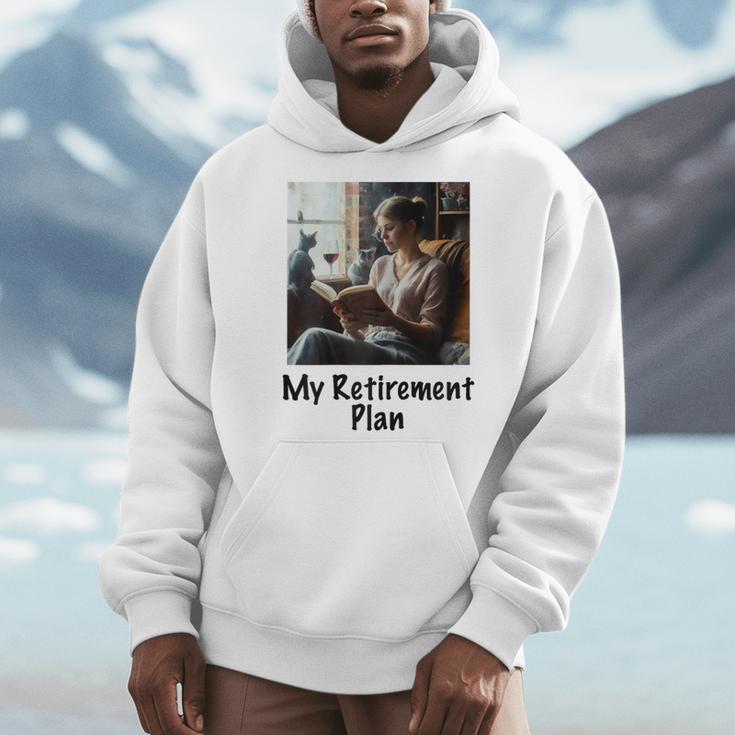 My Retirement Plan Cat Lover Wine Drinker Book Reader Men Hoodie