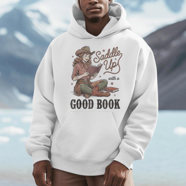 Saddle Up With A Good Book Western Reading Men Hoodie Saddle Up With A Good Book Western Reading Men Hoodie