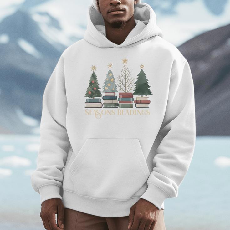 Seasons Readings Christmas Tree Book Lover Men Hoodie