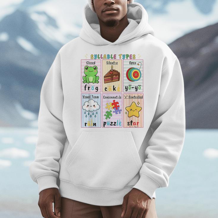 Syllable Types Teacher Phonics Reading Science Of Reading Men Hoodie