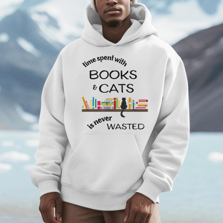 Time Spent With Books & Cats Is Never Wasted Men Hoodie