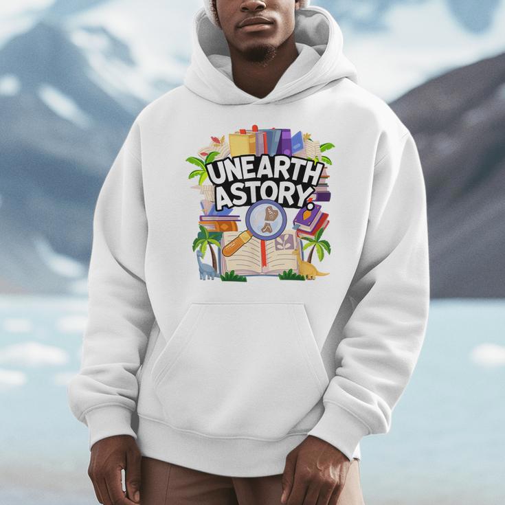 Unearth A Story Reading Book Summer Book Lover Men Hoodie