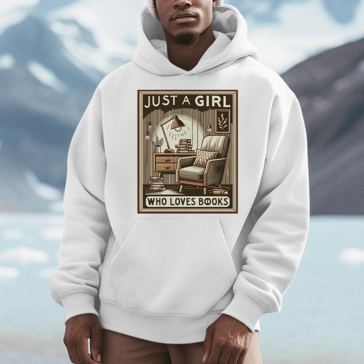 Vintage Just A Girl Who Loves Books Women Book Worm Reading Performance Men Hoodie