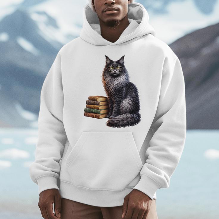 Women's Smokey Maine Coon Cat Book Lover Men Hoodie Women's Smokey Maine Coon Cat Book Lover Men Hoodie